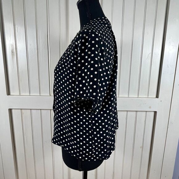 Vintage Liz Claiborne Petite Sz 8 M Blouse Hidden Button Front Polka Dots Office - Picture 11 of 15